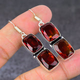 Earring Natural Mozambique Garnet Gemstone 925 Sterling Silver Gift 2.05"