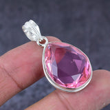 Pink Kunzite Gemstone Pendant, Sterling Silver Pendant, Handmade Pendant"