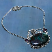 Necklace Natural Multi Labradorite,Amethyst Stone 925 Sterling Silver