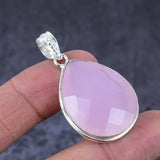 Pink Chalcedony Gemstone Pendant, Pink Pendant Sterling Silver Pendant"