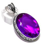 Purple Amethyst Gemstone Pendant, Handmade jewelry Pendant, Sterling Silver Pendant"