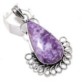 Natural Lepidolite Stone Handmade Pendant, Sterling Silver Pendant Necklace"