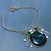 Necklace Natural Multi Labradorite, Jade Gemstone 925 Sterling Silver