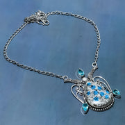 Necklace Natural K2 Azurite, Topaz Gemstone 925 Sterling Silver Gift