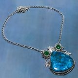 Necklace Natural Neon Blue Apatite, Jade Gemstone 925 Sterling Silver