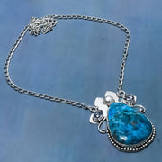 Necklace Natural Neon Blue Apatite, Iolite Gemstone 925 Sterling Silver