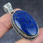 Natural Lapis Lazuli Gemstone Pendant, Handmade Sterling Silver Pendant"