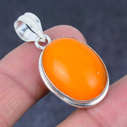 Natural Orange Carnelian Pendant, Sterling Silver Pendant"
